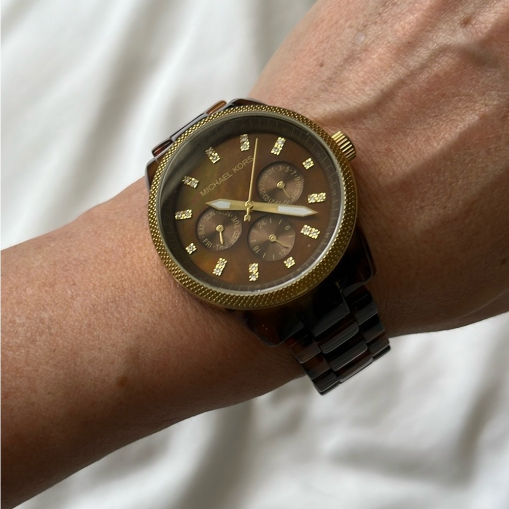 Michael Kors Ritz Tortoise Shell & Gold Watch